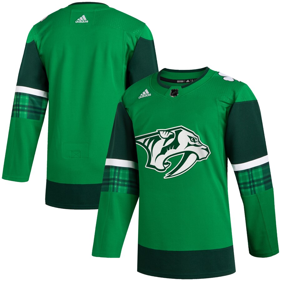 Nashville Predators Blank Men Adidas 2020 St. Patrick Day Stitched NHL Jersey Green